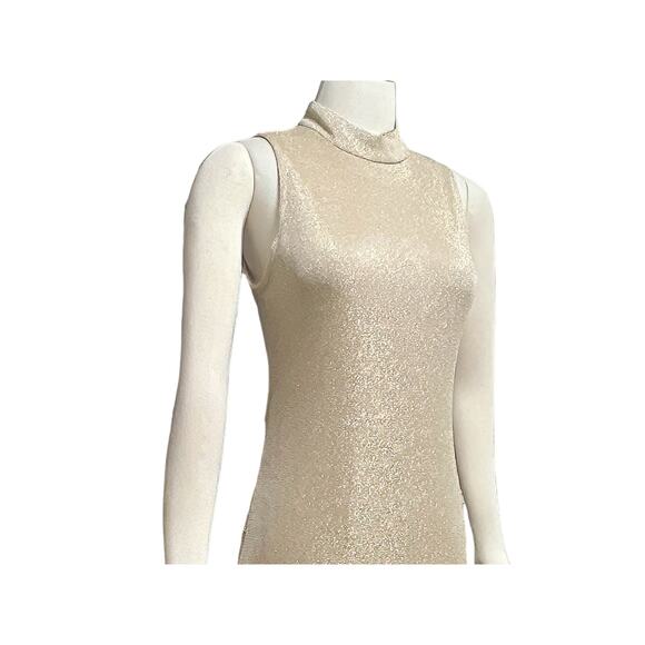 90s Filigree LTD Collection Metallic Gold Bodycon Gown Dress Made in USA Size 12 - Picture 5 of 9
